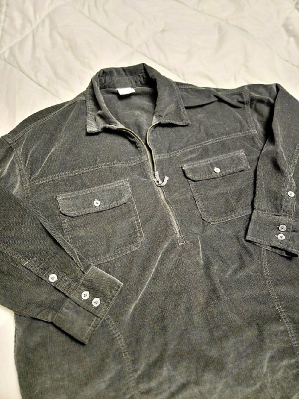 OFFLINE by Aerie Black Corduroy Quarter-Zip | Size M | NWOT